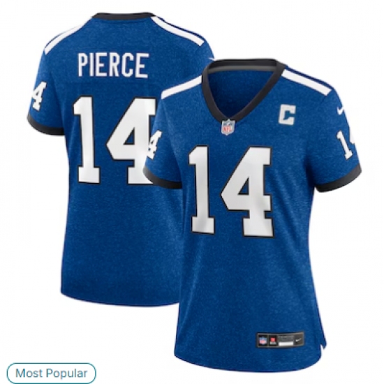 Personalized Women’s Indianapolis Colts #14 Alec Pierce Limited Blue Heather Royal Alternate 2 Indiana Nights Jersey