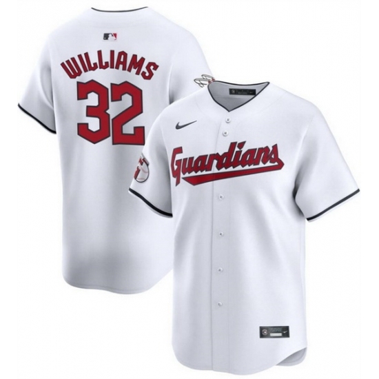 Personalized Men’s Cleveland Guardians #32 Gavin Williams White Cool Base Stitched Baseball Jersey