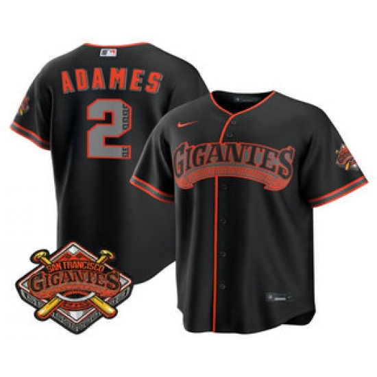 Personalized Men’s San Francisco Giants #2 Willy Adames Black 2026 Alternate Stadium Stitched Jersey