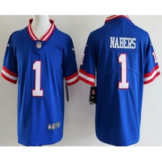 Personalized Youth New York Giants #1 Malik Nabers Limited Blue Classic Jersey