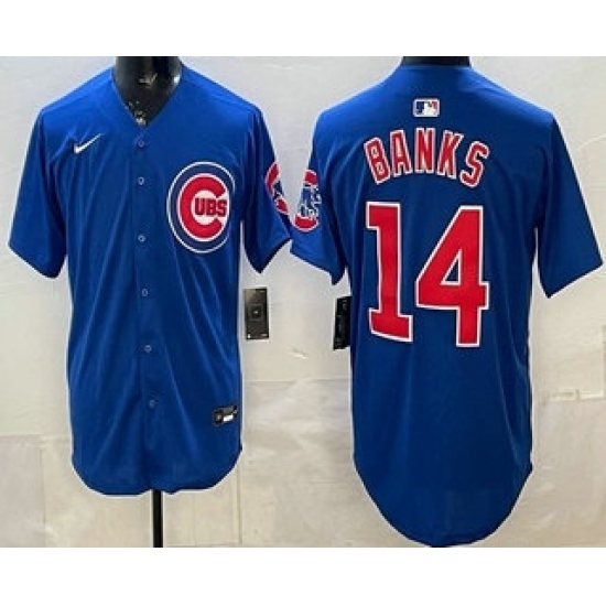 Personalized Men’s Chicago Cubs #14 Ernie Banks Blue Limited Jersey