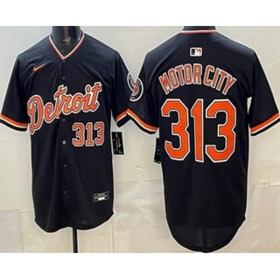 Personalized Men’s Detroit Tigers #313 Motor City Navy Limited Jersey