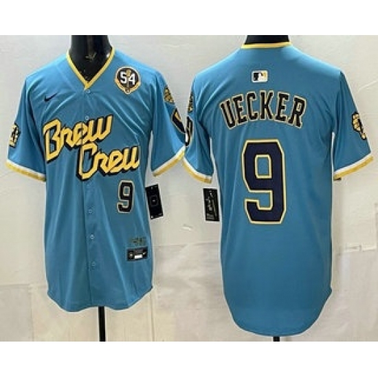 Personalized Men’s Milwaukee Brewers #9 Bob Uecker Blue City Connect Limited Jersey