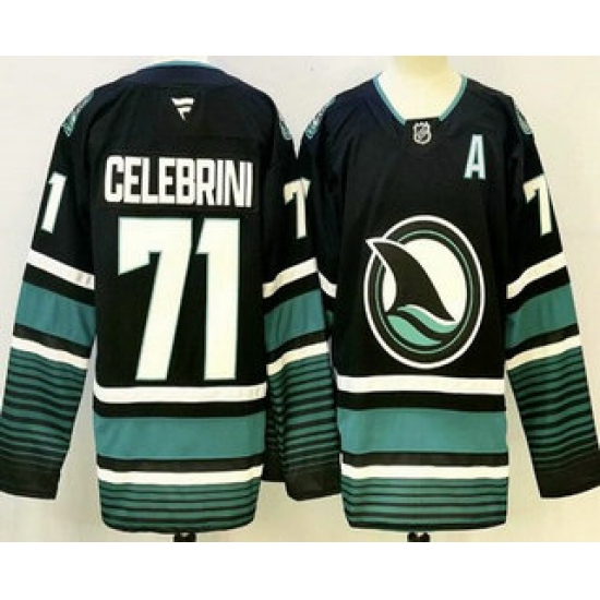 Personalized Men’s San Jose Sharks #71 Macklin Celebrini Black Authentic Jersey