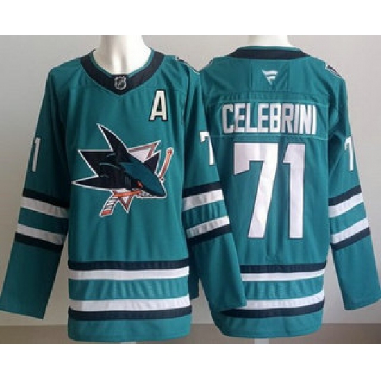 Personalized Men’s San Jose Sharks #71 Macklin Celebrini Teal Authentic Jersey