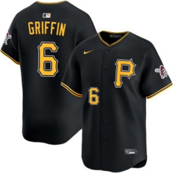 Personalized Men’s Pittsburgh Pirates #6 Konnor Griffin Black Alt Limited Baseball Jersey