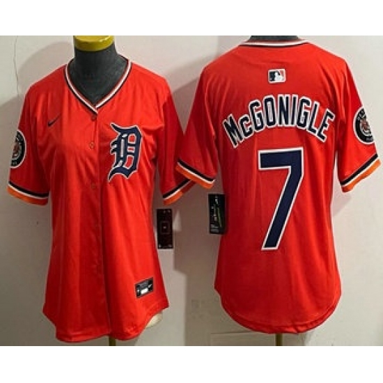 Personalized Women’s Detroit Tigers #7 Kevin McGonigle Orange Limited Jersey