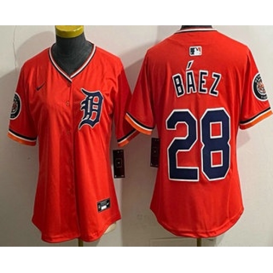 Personalized Women’s Detroit Tigers #28 Javier Baez Orange Limited Jersey