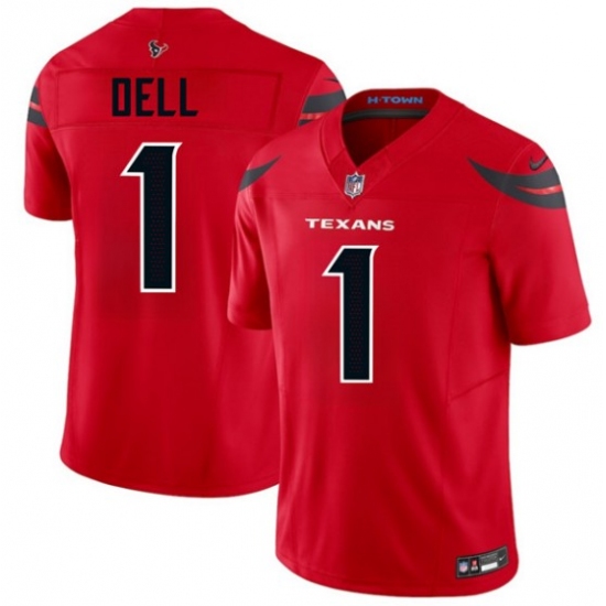 Personalized Men’s Houston Texans #1 Tank Dell Red 2024 Alternate F.U.S.E. Limited Football Stitched Jersey