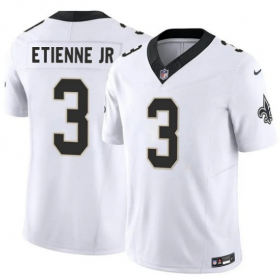 Personalized Men’s New Orleans Saints #3 Travis Etienne Jr White 2026 F.U.S.E Limited Football Stitched Jersey