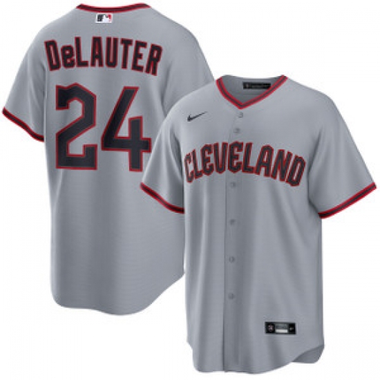 Personalized Men’s Cleveland Guardians #24 Chase DeLauter Gray Cool Base Limited Stitched Baseball Jersey