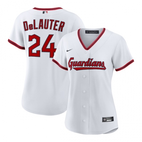 Personalized Women’s Cleveland Guardians #24 Chase DeLauter White Home Jersey