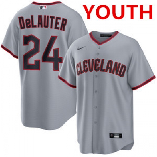 Personalized Youth cleveland guardians #24 chase delauter gray cool base limited stitched baseball jersey