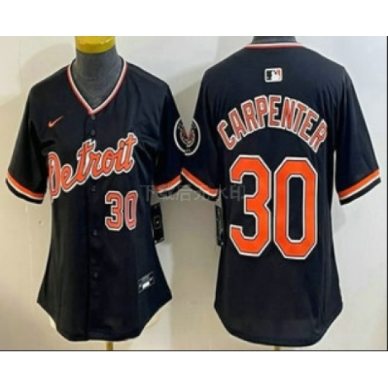 Personalized Women’s Detroit Tigers #30 Kerry Carpenter Black Stadium Jersey