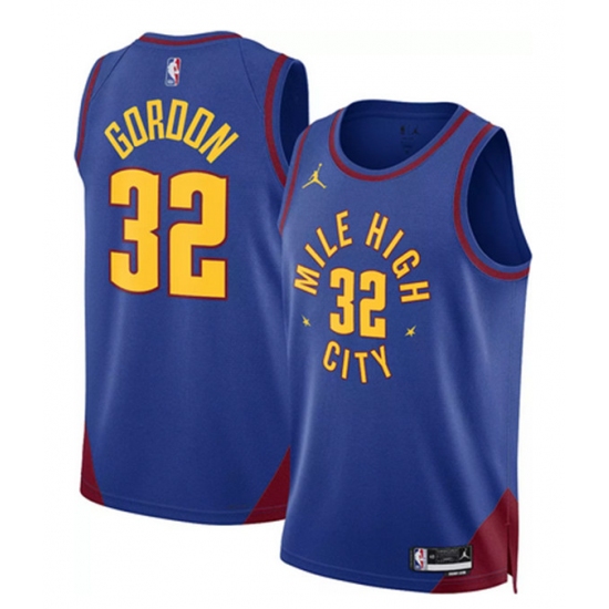 Personalized Men’s Denver Nuggets #32 Aaron Gordon Blue Statement Edition Stitched Basketball Jersey