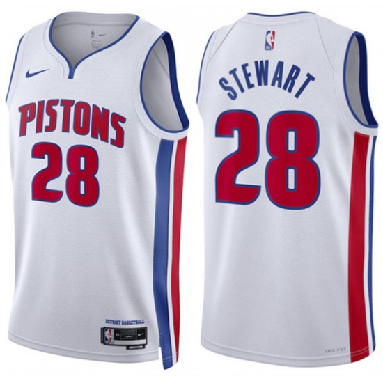 Personalized Men’s Detroit Pistons #28 Isaiah Stewart White Association Edition Stitched Basketball Jersey
