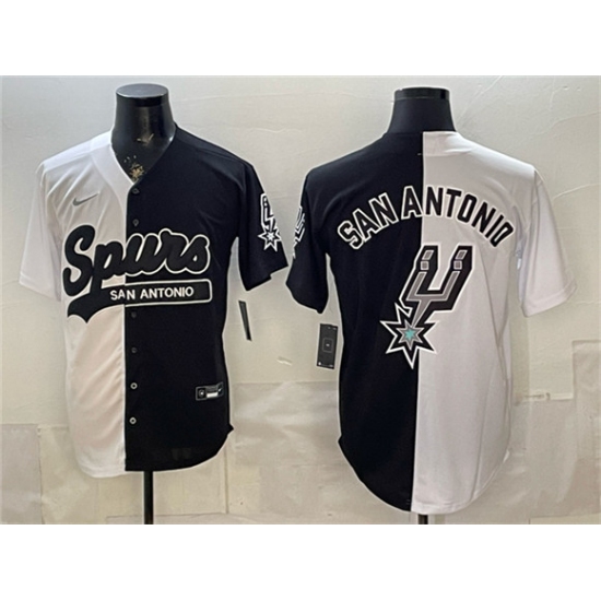 Personalized Men’s San Antonio Spurs Team Big Logo White Black Stitched Jersey