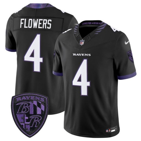 Personalized Men’s Baltimore Ravens #4 Zay Flowers Black 2026 F.U.S.E. Alternate Limited Football Stitched Jersey