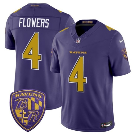 Personalized Men’s Baltimore Ravens #4 Zay Flowers Purple 2026 F.U.S.E. Alternate Limited Football Stitched Jersey