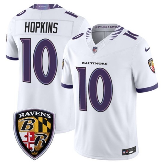 Personalized Men’s Baltimore Ravens #10 DeAndre Hopkins White 2026 F.U.S.E. Limited Football Stitched Jersey