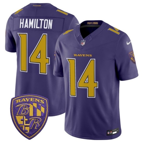 Personalized Men’s Baltimore Ravens #14 Kyle Hamilton Purple 2026 F.U.S.E. Alternate Limited Football Stitched Jersey