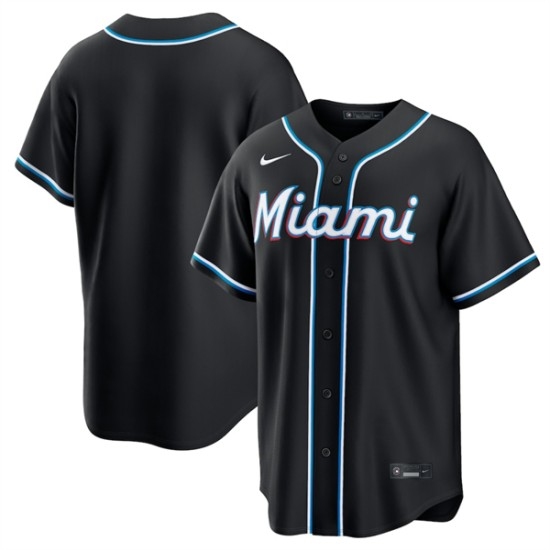 Personalized Men’s Miami Marlins Blank 2026 Black Out Stitched Baseball Jersey
