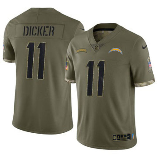 Personalized Men Cameron Dicker #11 Los Angeles Chargers Limited 2022 Salute to Service Olive