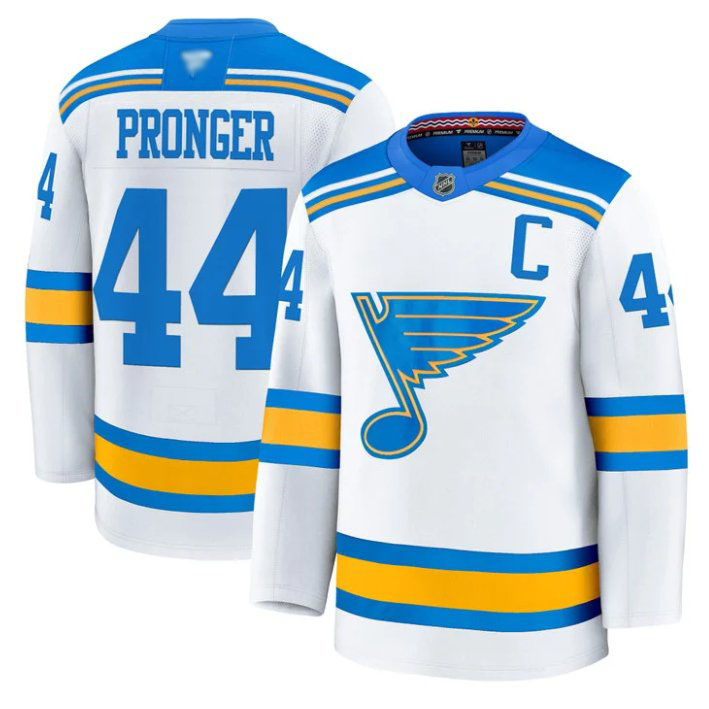 Personalized Chris Pronger Jersey #44 St. Louis Blues 2025-26 Premium Stitched White