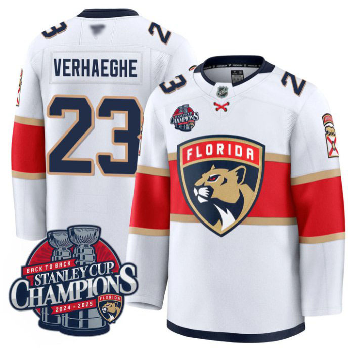 Personalized Carter Verhaeghe Jersey #23 Florida Panthers 2025 Stanley Cup Back To Back White