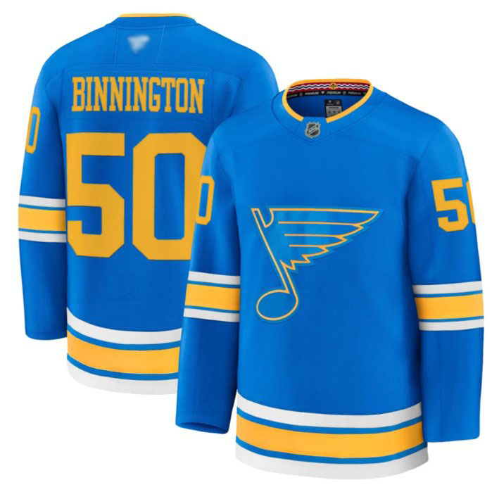 Personalized Jordan Binnington Jersey #50 St. Louis Blues 2025-26 Premium Stitched Blue