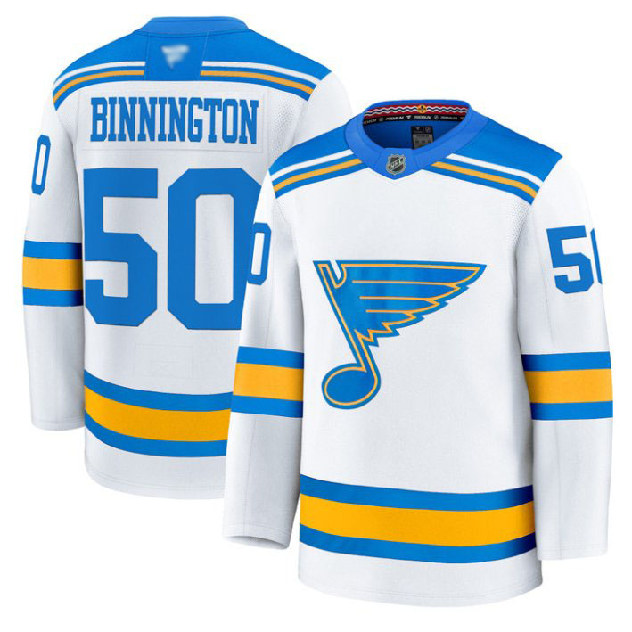 Personalized Jordan Binnington Jersey #50 St. Louis Blues 2025-26 Premium Stitched White