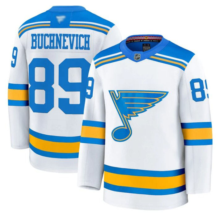 Personalized Pavel Buchnevich Jersey #89 St. Louis Blues 2025-26 Premium Stitched White