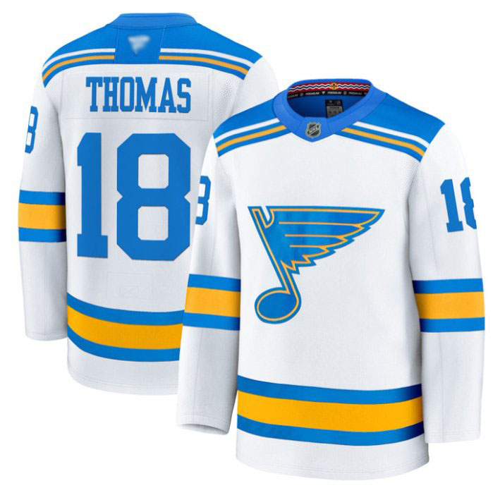 Personalized Robert Thomas Jersey #18 St. Louis Blues 2025-26 Premium Stitched White