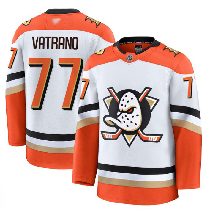 Personalized Frank Vatrano Jersey #77 Anaheim Ducks 2025 Premium Stitched Away