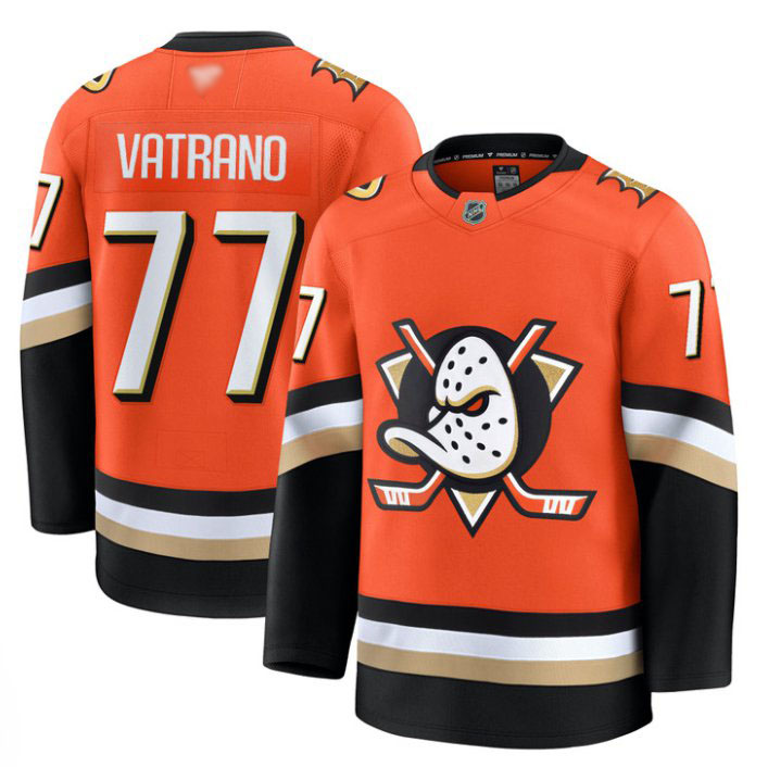 Personalized Frank Vatrano Jersey #77 Anaheim Ducks 2025 Premium Stitched Home
