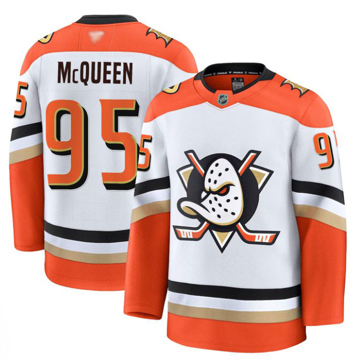 Personalized McQueen Jersey #95 Anaheim Ducks 2025 Premium Stitched Away