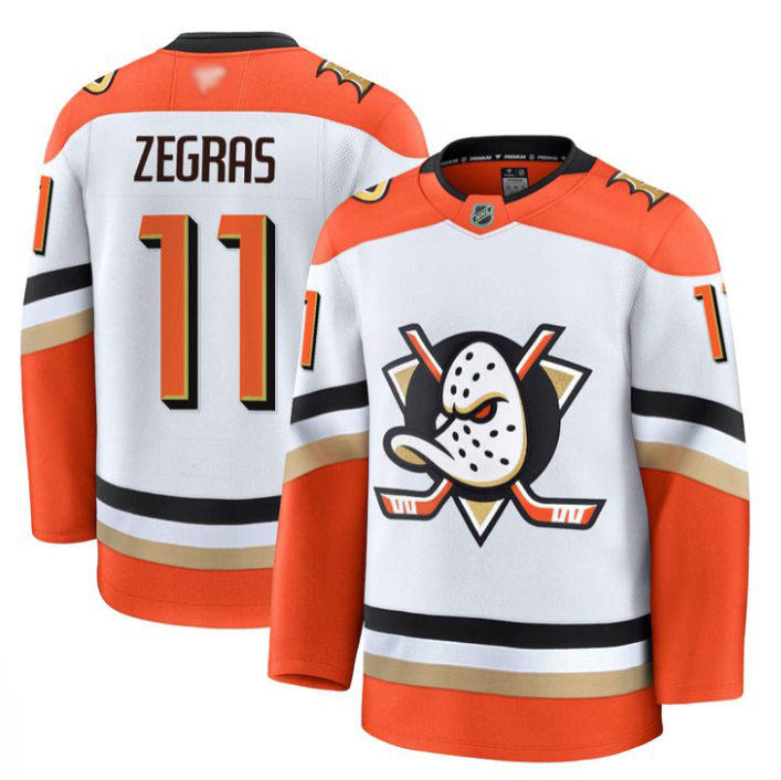 Personalized Trevor Zegras Jersey #11 Anaheim Ducks 2025 Premium Stitched Away