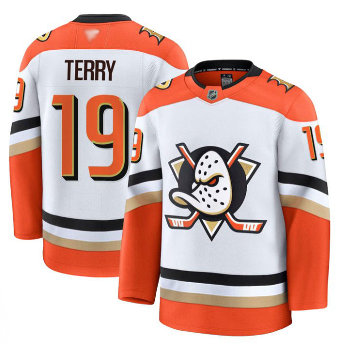 Personalized Troy Terry Jersey #19 Anaheim Ducks 2025 Premium Stitched Away