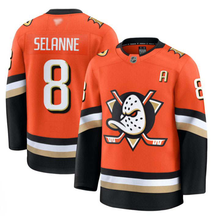 Personalized Teemu Selanne Jersey #8 Anaheim Ducks 2025 Premium Stitched Home