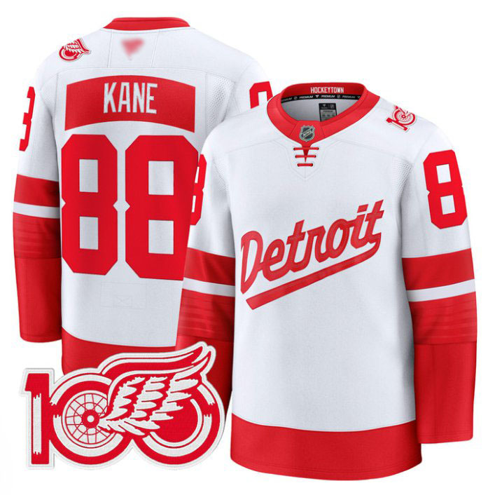 Personalized Patrick Kane Jersey #88 Detroit Red Wings 100th Anniversary Stitched Stadium