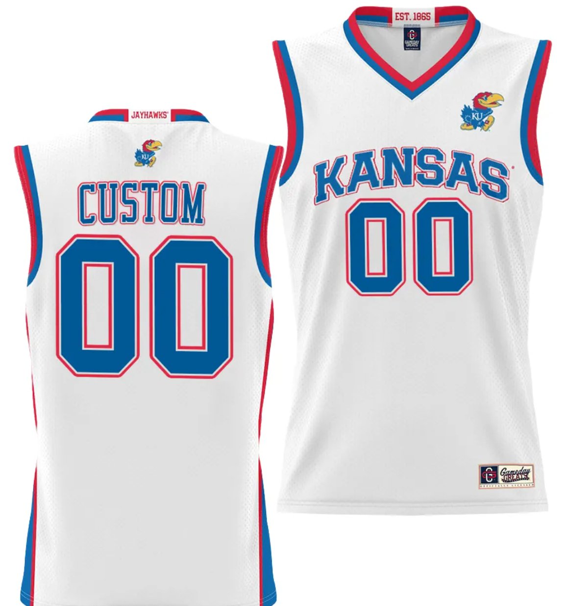 Personalized Custom Kansas Jayhawks Jersey Name and Number NIL College Basketball Lightweight White