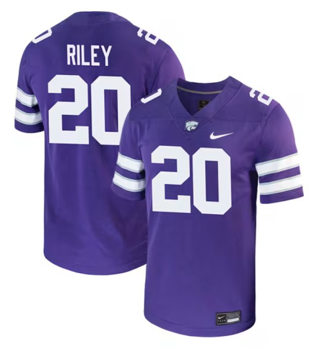 Personalized Jordan Riley Jersey Purple #20 Kansas State Wildcats Game NCAA College Football