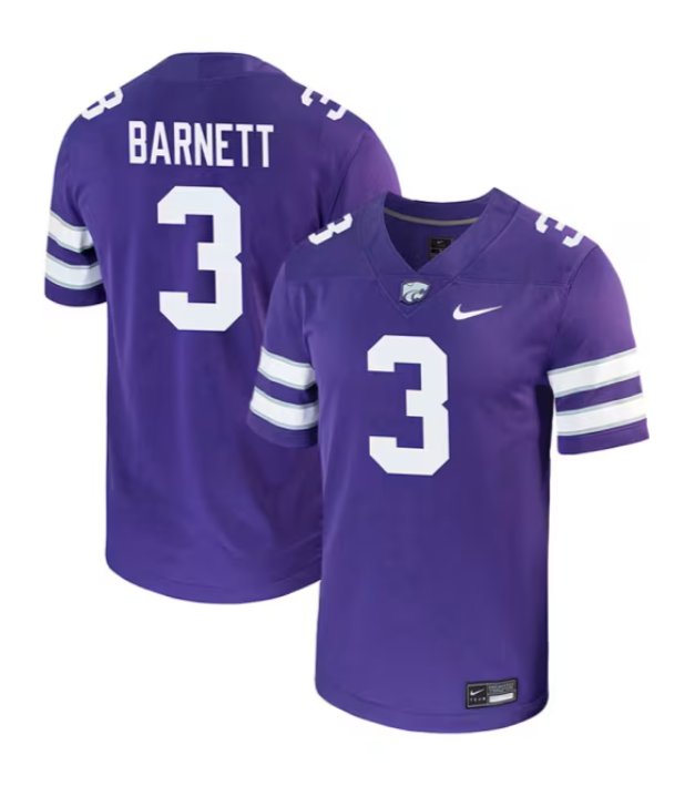 Personalized Blake Barnett Jersey Purple #3 Kansas State Wildcats Game NCAA College Football