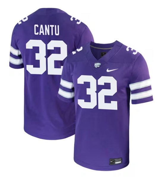 Personalized Evan Cantu Jersey Purple #32 Kansas State Wildcats Game NCAA College Football