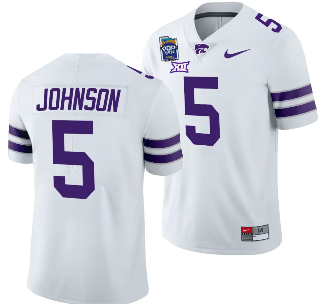 Personalized Avery Johnson Jersey #5 Kansas State Wildcats 2023 Pop-Tarts Bowl Football White