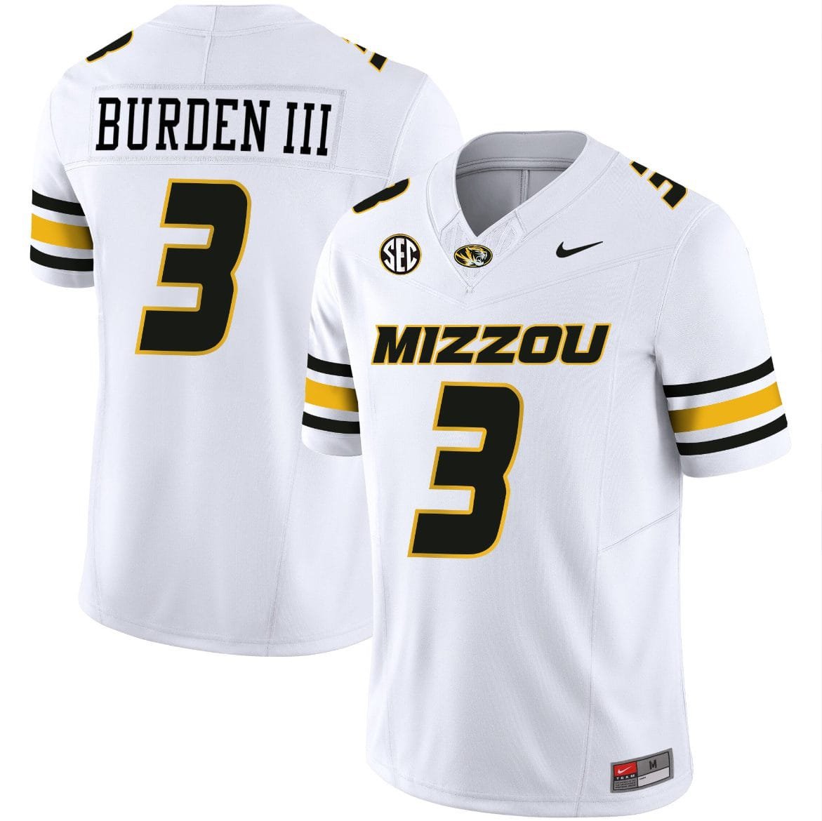 Personalized Missouri Tigers #3 Luther Burden III Jersey White College Football Stitched 2024