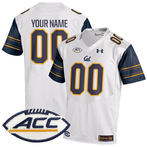 Personalized Custom California Golden Bears Jersey Name and Number College Football White Away Game Stitched