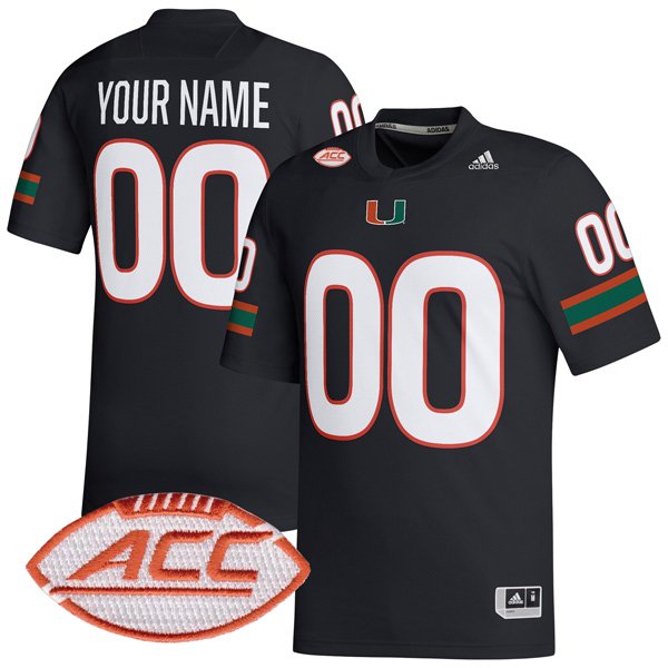 Personalized Custom Miami Hurricanes Jersey Name and Number College Football Black Alternate Game All Stitched