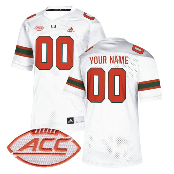 Personalized Custom Miami Hurricanes Jersey Name and Number College Football White All Stitched