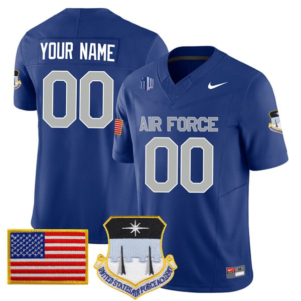 Personalized Custom Air Force Falcons Jersey Name and Number College Football Royal Blue Home Game All Stitched
